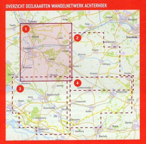 WA-1 Noordwest Achterhoek | wandelkaart 1:25.000 WA1  Achterhoek Toerisme Wandelnetwerk Achterhoek  Wandelkaarten Gelderse IJssel en Achterhoek