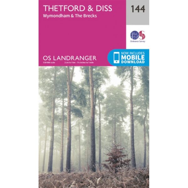 LR-144  Thetford, Breckland, Diss, Wymondham | topografische wandelkaart 9780319262429  Ordnance Survey Landranger Maps 1:50.000  Wandelkaarten Oost-Engeland