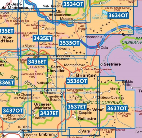 3536OTR  Briançon, Serre-Chevalier, Montgenèvre | wandelkaart 1:25.000 9782758547211  IGN IGN 25 version résistante  Wandelkaarten Écrins, Queyras, Hautes Alpes