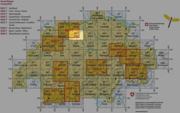 topografische wandelkaart 224T  Olten [2018] 9783302302249  Bundesamt / Swisstopo T-serie 1:50.000  Wandelkaarten Basel, Zürich, Noord-Zwitserland