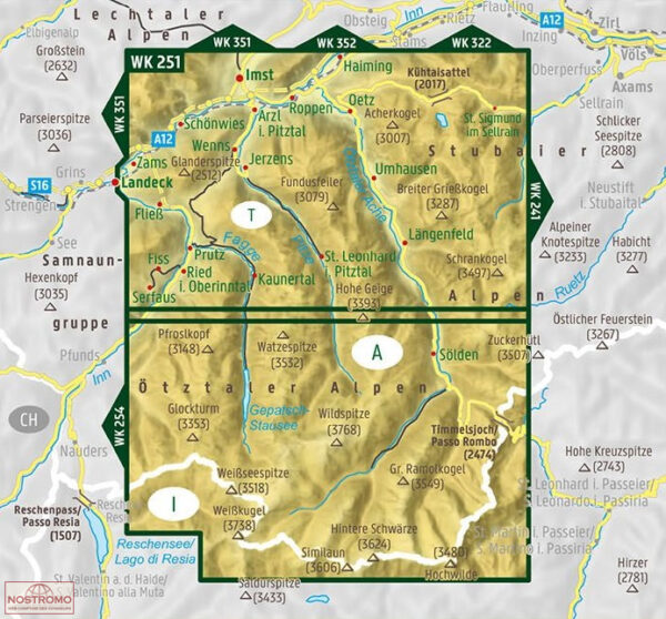 WK-251  Ötztal,Pitztal,Kaunertal wandelkaart 1:50.000 9783707920611  Freytag & Berndt WK 1:50.000  Wandelkaarten Tirol