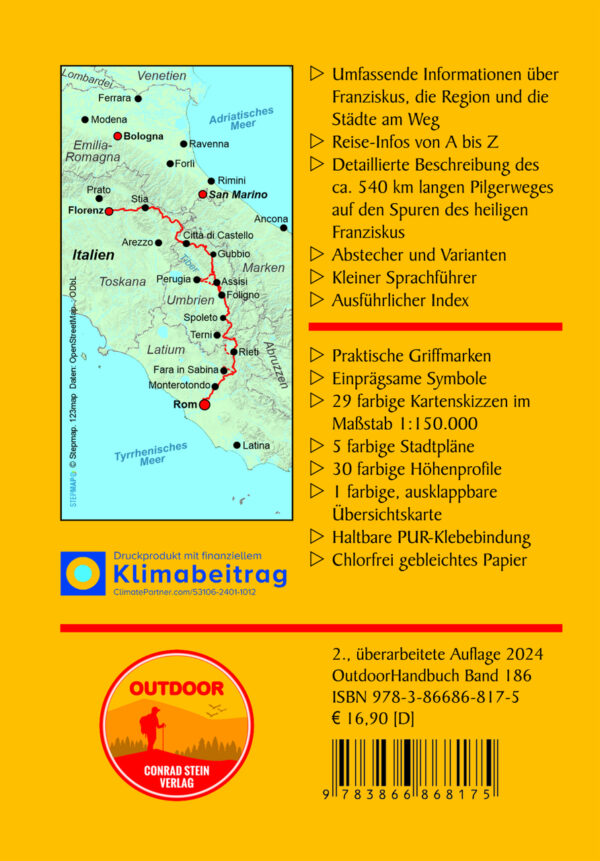 OD-186  Franziskusweg : Italien | wandelgids (Duitstalig) 9783866868175  Conrad Stein Verlag Outdoor - Der Weg ist das Ziel  Lopen naar Rome, Meerdaagse wandelroutes, Wandelgidsen Midden-Italië