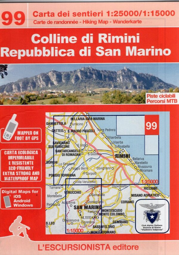 ESC-99  Colline di Rimini | wandelkaart 1:25.000 9791280163110  Escursionista Carta dei Sentieri 1:25.000  Wandelkaarten Bologna, Emilia-Romagna