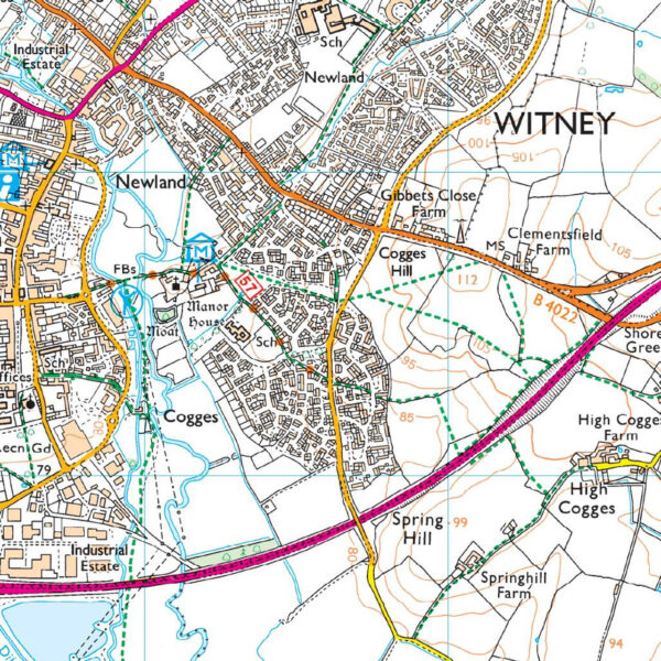 EXP-180 Oxford, Woodstock, Witney | wandelkaart 1:25.000 9780319241134  Ordnance Survey Explorer Maps 1:25t.  Wandelkaarten Birmingham, Cotswolds, Oxford