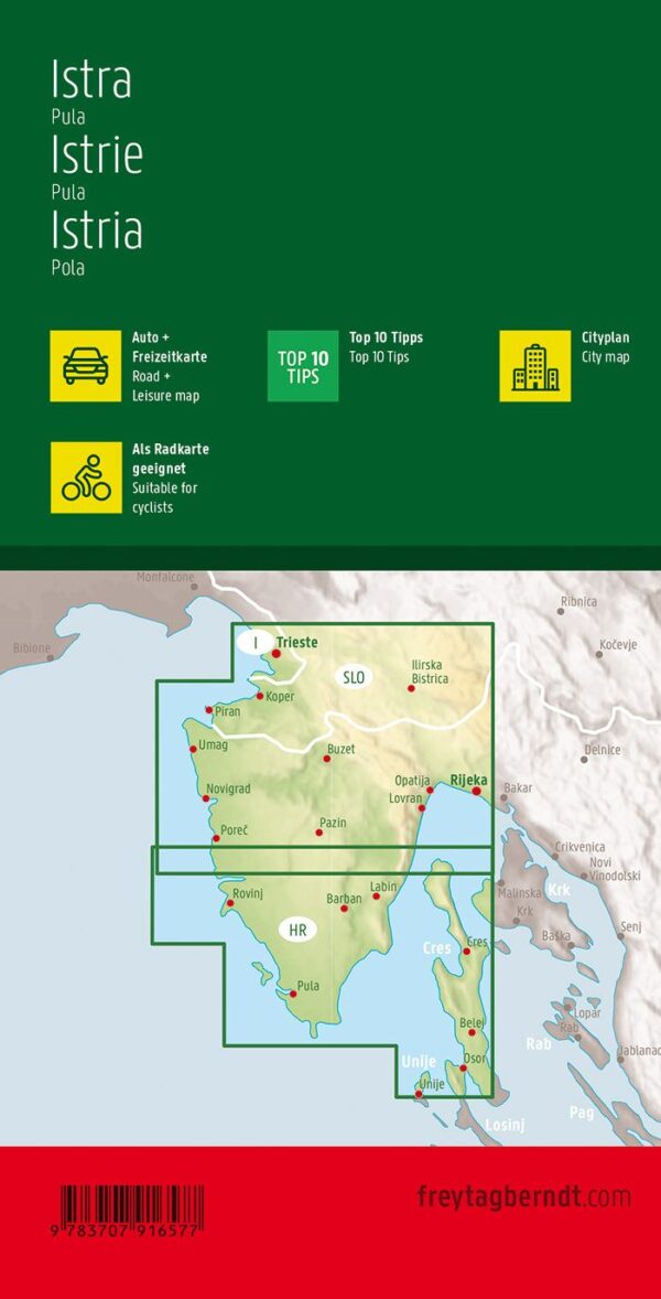 wegenkaart / overzichtskaart Istrië 1:100.000 9783707923230  Freytag & Berndt   Landkaarten en wegenkaarten Kroatië