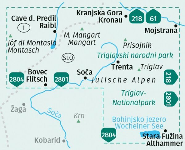 Kompass wandelkaart KP-064 Julische Alpen NP Triglav 1:25.000 9783991540809  Kompass Wandelkaarten   Wandelkaarten Slovenië