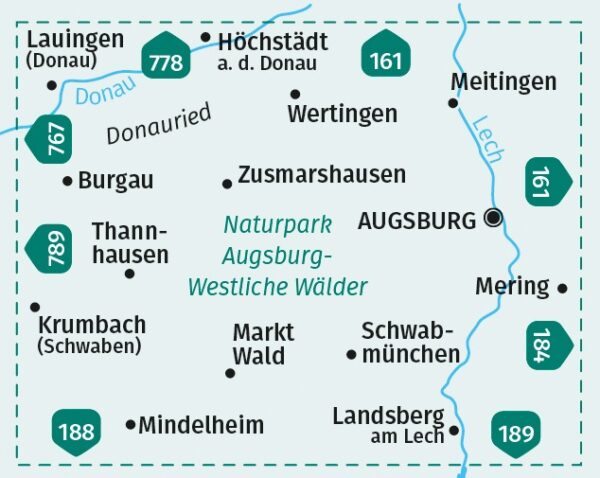 Kompass wandelkaart KP-162 Augsburg, Westliche Wälder 9783991542032  Kompass Wandelkaarten Kompass Duitsland  Wandelkaarten Romantische Strasse, Schwaben