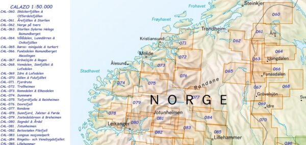 CAL-062  Norge på tvers | wandelkaart 1:50.000 9789188779694  Calazo Calazo Noorwegen midden  Wandelkaarten Midden-Noorwegen