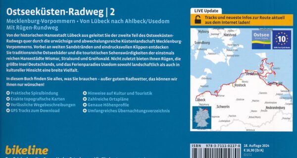 Bikeline Ostseeküsten-Radweg 2 | fietsgids 9783711102270  Esterbauer Bikeline  Fietsgidsen, Meerdaagse fietsvakanties Mecklenburg-Vorpommern