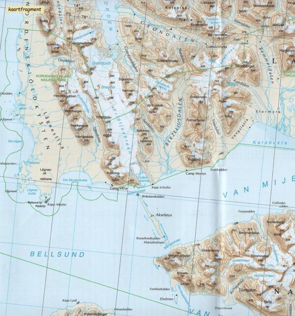 Blad 1: Svalbard Sorvest (Zuidwest-Spitsbergen) overzichtskaart 1:250.000 16140B  Norsk Polarinstitutt S250  Landkaarten en wegenkaarten Spitsbergen (Svalbard)