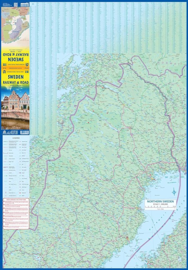 ITM Sweden Rail & Road Map | spoorwegenkaart - landkaart 1:900.000 9781771297165  International Travel Maps   Landkaarten en wegenkaarten, Treingidsen en verhalen Zweden