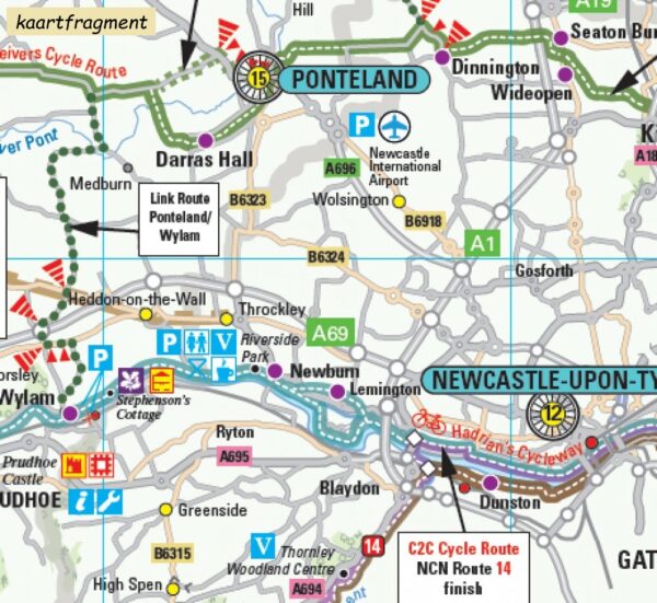 Cycle Touring Map of Northumberland | fietskaart 1:150.000 9781916237643  Northern Heritage   Fietskaarten Noordoost-Engeland