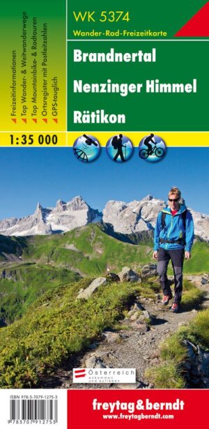 WK-5374  Brandnertal/Rätikon wandelkaart 1:35.000 9783707912753  Freytag & Berndt WK 1:35.000  Wandelkaarten Vorarlberg