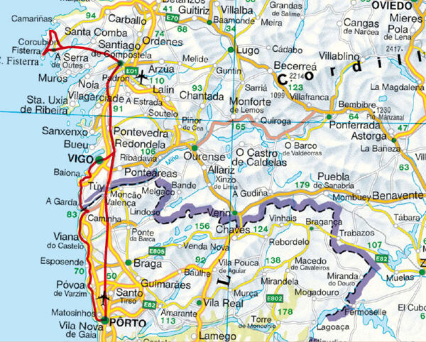 wandelgids Caminho Português Rother Wanderführer 9783763348947 Cordula Rabe Bergverlag Rother RWG  Meerdaagse wandelroutes, Santiago de Compostela, Wandelgidsen Noord en Midden-Portugal, Porto, Santiago de Compostela, de Spaanse routes