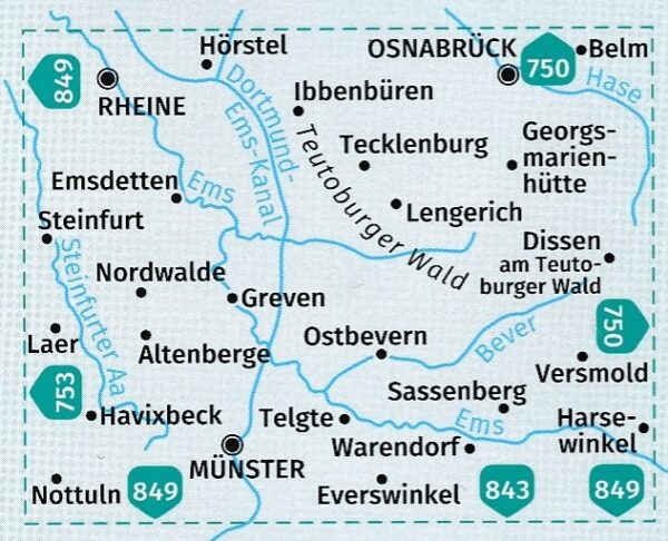 Kompass wandelkaart KP-863 Münster, Osnabrück 1:35.000 9783991542186  Kompass Wandelkaarten Kompass Nordrhein-Westfalen  Wandelkaarten Münsterland, Teutoburger Woud & Ostwestfalen