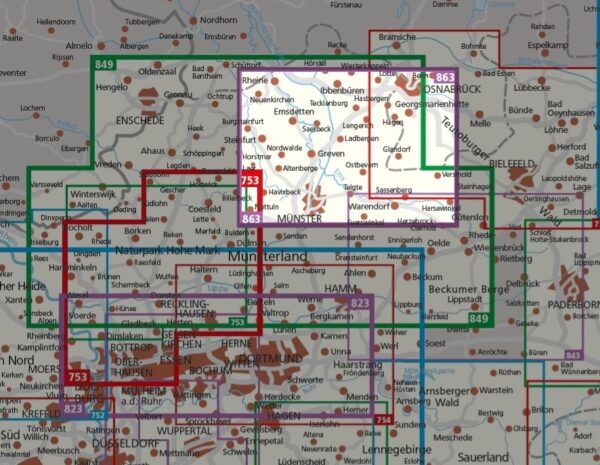 Kompass wandelkaart KP-863 Münster, Osnabrück 1:35.000 9783991542186  Kompass Wandelkaarten Kompass Nordrhein-Westfalen  Wandelkaarten Münsterland, Teutoburger Woud & Ostwestfalen