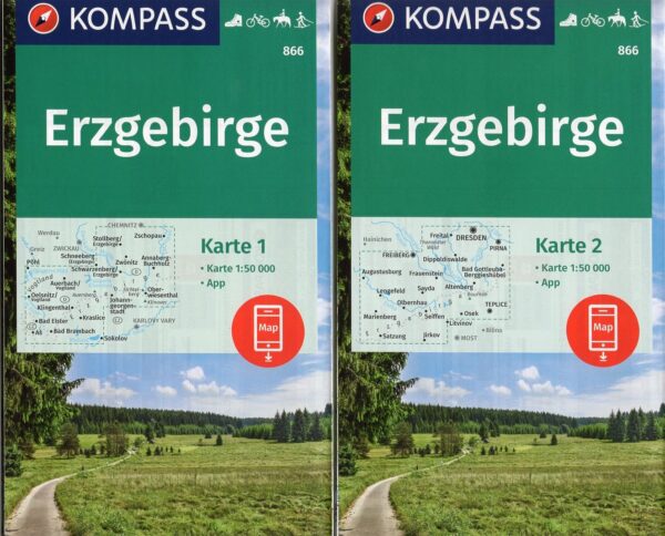 Kompass wandelkaart KP-866  Erzgebirge 1:50.000 9783991542230  Kompass Wandelkaarten Kompass Sachsen  Wandelkaarten Sachsen, Sächsische Schweiz, Elbsandsteingebirge, Erzgebirge