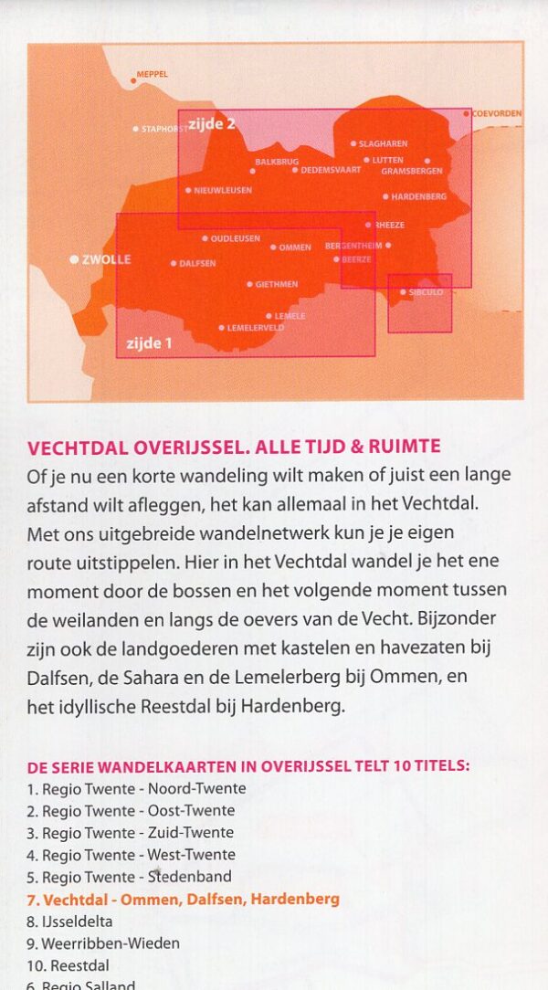 Wandelkaart Vechtdal, Ommen, Dalfsen, Hardenberg 1:33.000 9789083070377  Marketing Oost Wandelnetwerk Overijssel  Wandelkaarten Kop van Overijssel, Vecht & Salland