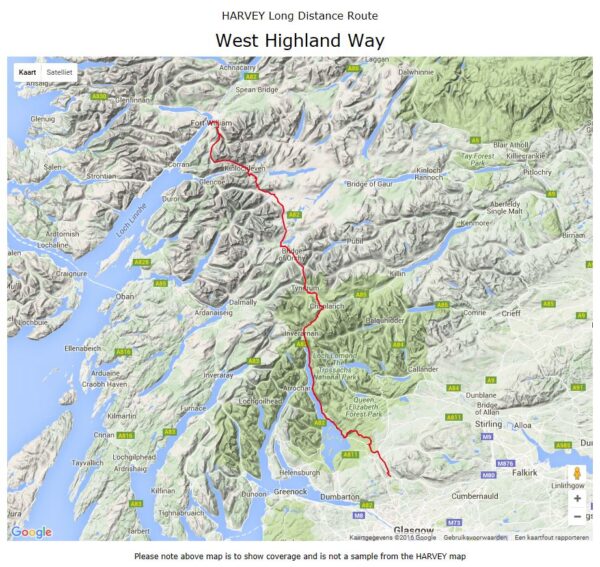 West Highland Way | wandelkaart 1:40.000 9781851374588  Harvey Maps   Meerdaagse wandelroutes, Wandelkaarten de Schotse Hooglanden (ten noorden van Glasgow / Edinburgh)