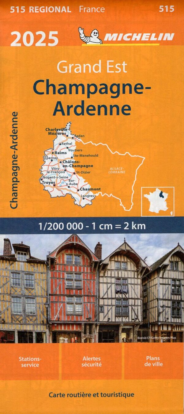 515 Champagne-Ardenne 1:200.000 9782067264724  Michelin Regionale kaarten  Landkaarten en wegenkaarten Champagne, Franse Ardennen