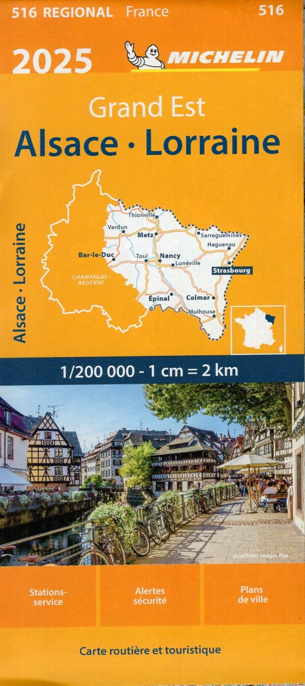 516 Alsace-Lorraine | Michelin  wegenkaart, autokaart 1:200.000 9782067264731  Michelin Regionale kaarten  Landkaarten en wegenkaarten Noordoost-Frankrijk