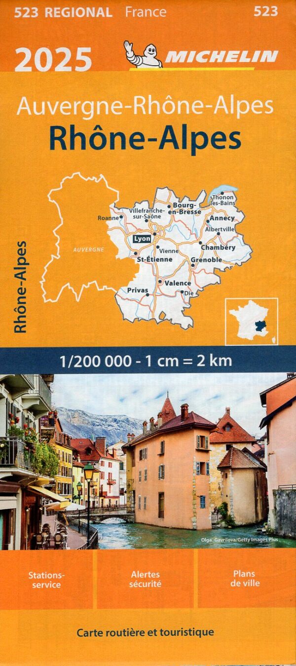 523 Rhône-Alpes | Michelin wegenkaart, autokaart 1:200.000 9782067264809  Michelin Regionale kaarten  Landkaarten en wegenkaarten Ardèche, Drôme, Franse Alpen: noord