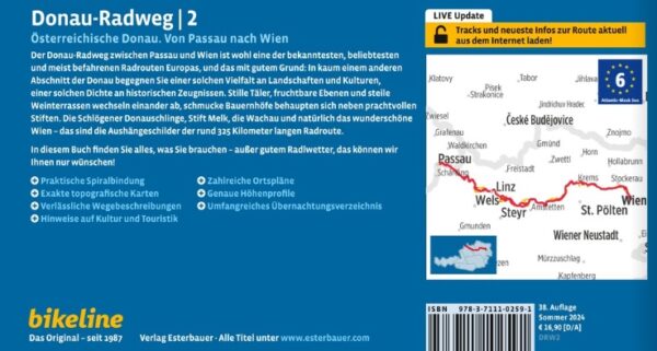 Bikeline Donau-Radweg 2 | Duitstalige versie | fietsgids 9783711102591  Esterbauer Bikeline  Fietsgidsen, Meerdaagse fietsvakanties Oberösterreich, Niederösterreich, Burgenland