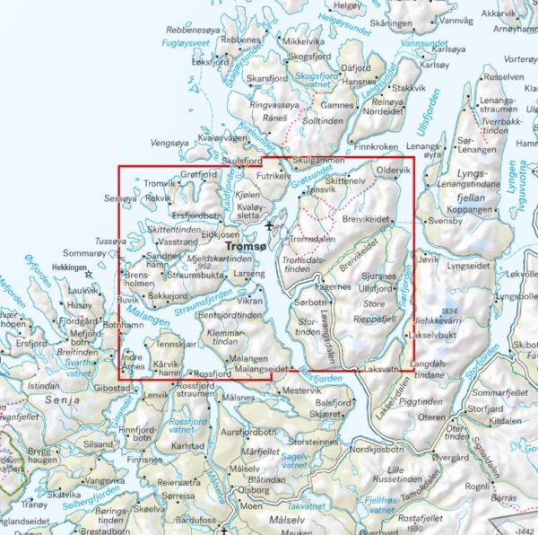 CAL-018  Tromsø Tur- og toppturkart  wandelkaart 1:50.000 9789189371637  Calazo Calazo Noorwegen noord  Wandelkaarten Noors Lapland