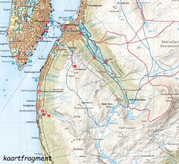 CAL-018  Tromsø Tur- og toppturkart  wandelkaart 1:50.000 9789189371637  Calazo Calazo Noorwegen noord  Wandelkaarten Noors Lapland