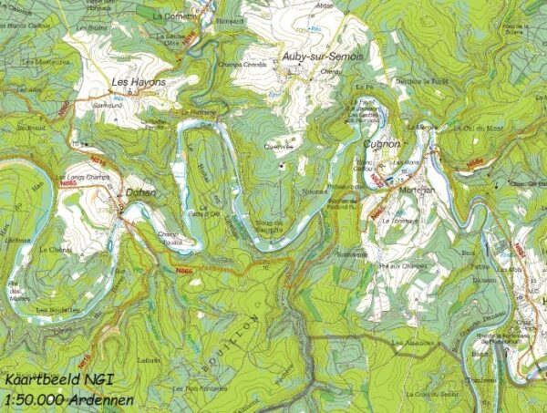 NGI-54  Marche-en-Famenne (topografische kaart 1:50.000) 9789462356245  Nationaal Geografisch Instituut NGI Wallonië 1:50.000  Wandelkaarten Wallonië (Ardennen)