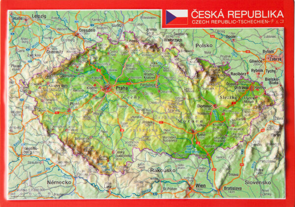 Postkaart Tsjechië | met reliëf 4280000002785  Georelief reliëfpostkaarten  Wandkaarten Tsjechië