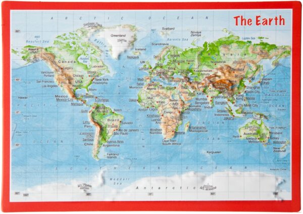 Postkaart Wereld | met reliëf 4280000002921  Georelief reliëfpostkaarten  Wandkaarten Wereld als geheel