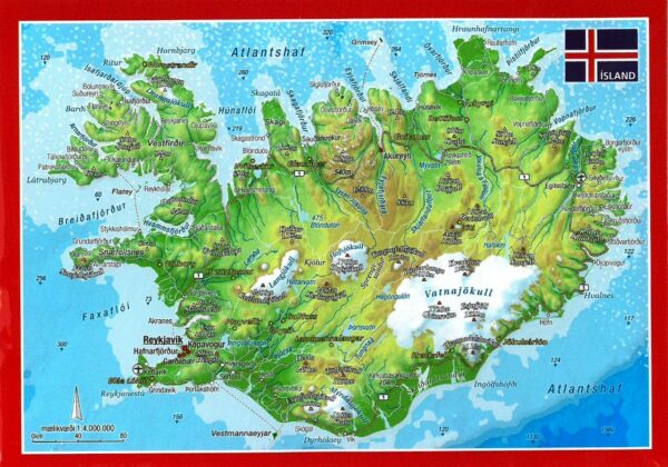 Postkaart IJsland | met reliëf 4280000664181  Georelief reliëfpostkaarten  Wandkaarten IJsland