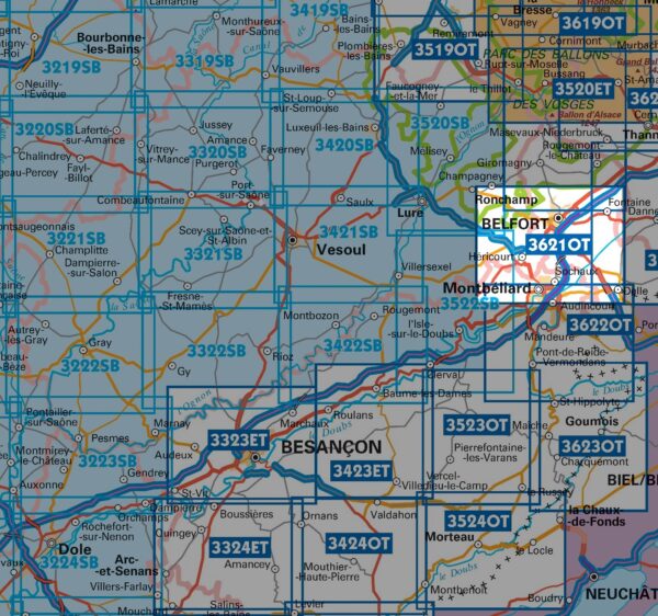 wandelkaart 3621OT Belfort,  Montbéliard 1:25.000 9782758550402  IGN IGN 25 Jura (F)  Wandelkaarten Franse Jura