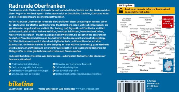 Bikeline Radrunde Oberfranken 9783711101563  Esterbauer Bikeline  Fietsgidsen, Meerdaagse fietsvakanties Franken, Nürnberg, Altmühltal