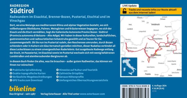 Bikeline Südtirol Radregion | fietsgids Zuid-Tirol 9783711101853  Esterbauer Bikeline  Fietsgidsen, Meerdaagse fietsvakanties Zuid-Tirol, Dolomieten