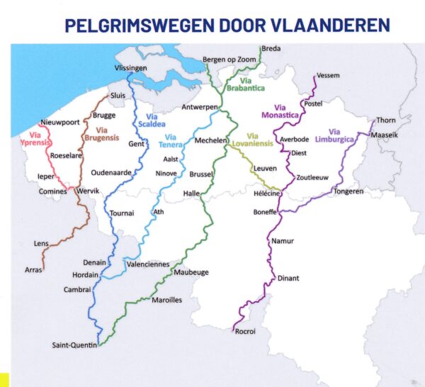 Via Scaldea | wandelgids Jacobsroute 9789083477213  Vlaams Compostelagenootschap Pelgrimspaden Lage Landen  Meerdaagse wandelroutes, Wandelgidsen Gent, Brugge & westelijk Vlaanderen, Picardie, Nord