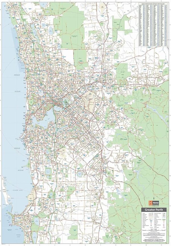 Perth and Region 9781925195163  Hema Maps   Stadsplattegronden Australië