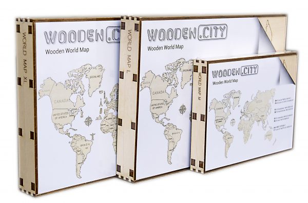 Houten Wereldkaart  (M, Medium) 5906874128138  Wooden City   Wandkaarten Wereld als geheel