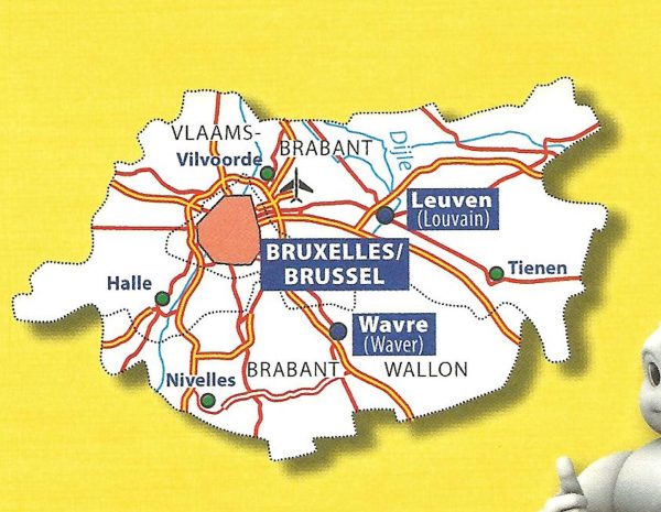 Michelin wegenkaart provincie Brabant (Vlaams en Waals) 1:150.000 9782067185319  Michelin België 1:150.000  Landkaarten en wegenkaarten Vlaanderen & Brussel, Wallonië (Ardennen)