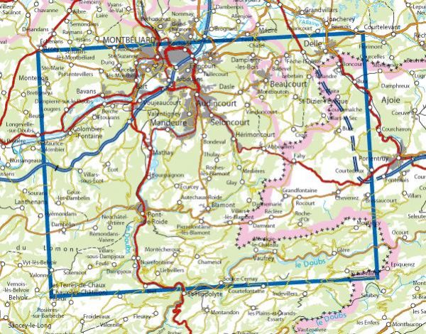 wandelkaart 3622OT Montbéliard,  Vallée du Doubs 1:25.000 9782758526063  IGN IGN 25 Jura (F)  Wandelkaarten Franse Jura