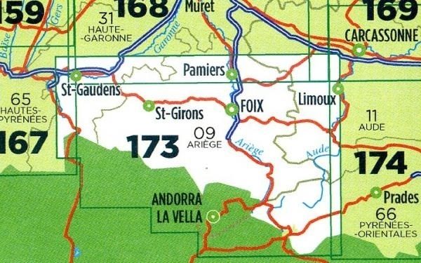 SV-173  St.Gaudens/Andorre | omgevingskaart / fietskaart 1:100.000 9782758540892  IGN Série Verte 1:100.000  Fietskaarten, Landkaarten en wegenkaarten Franse Pyreneeën