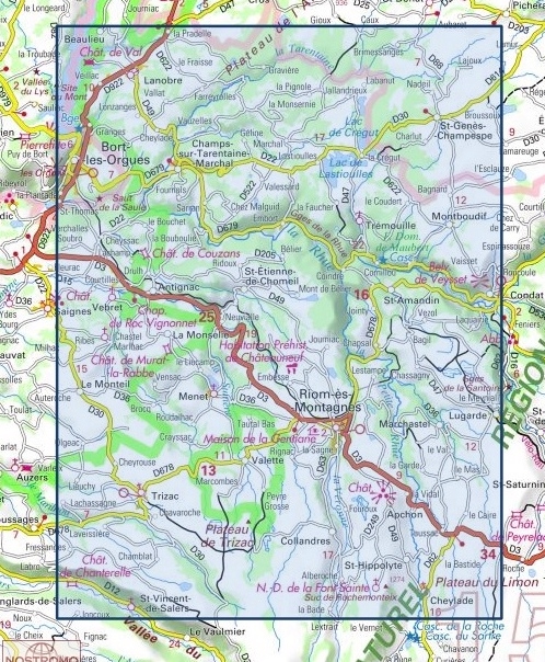 wandelkaart 2434OT Riom-ès-Montagnes 1:25.000 9782758544586  IGN IGN 25 Auvergne  Wandelkaarten Auvergne