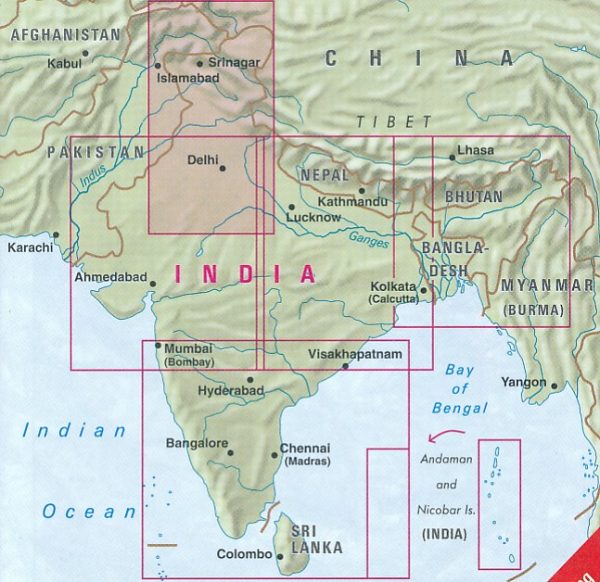 India 01: Noord | wegenkaart - overzichtskaart 1:1.500.000 9783865745019  Nelles Nelles Maps  Landkaarten en wegenkaarten India, Indiase Himalaya