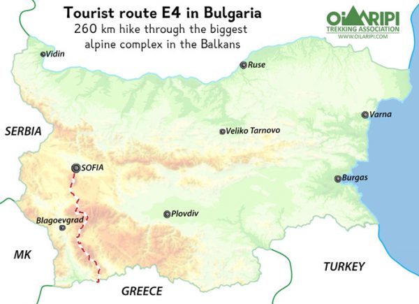 wandelgids E4 Bulgarije - Tourist Route E4 in Bulgaria 9786199041598 Zhivko Momchev Oilaripi   Meerdaagse wandelroutes, Wandelgidsen Bulgarije