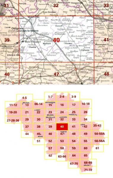 NGI-40 Wavre (topografische kaart 1:50.000) 9789059349858  NGI Belgie 1:50.000  Wandelkaarten Wallonië (Ardennen)
