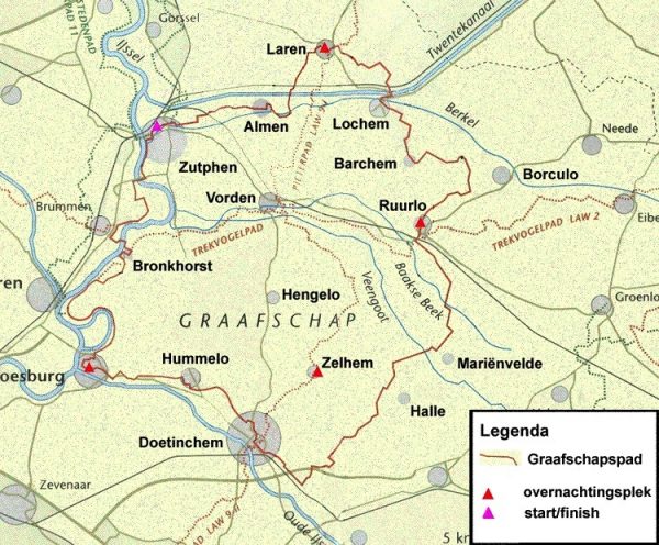 Streekpad-08  Graafschapspad - wandelgids 9789071068980  Nivon / Wandelnet Streekpaden  Meerdaagse wandelroutes, Wandelgidsen Gelderse IJssel en Achterhoek