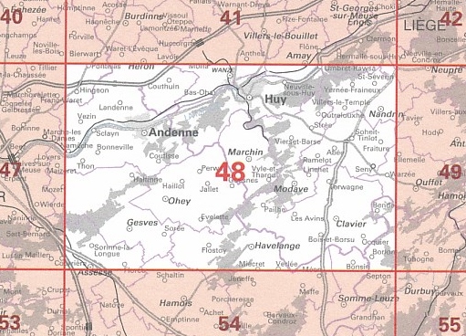 NGI-48  Huy (topografische kaart 1:50.000) 9789462351066  NGI Belgie 1:50.000  Wandelkaarten Wallonië (Ardennen)