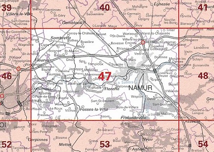 NGI-47  Namur (topografische kaart 1:50.000) 9789462351271  NGI Belgie 1:50.000  Wandelkaarten Wallonië (Ardennen)