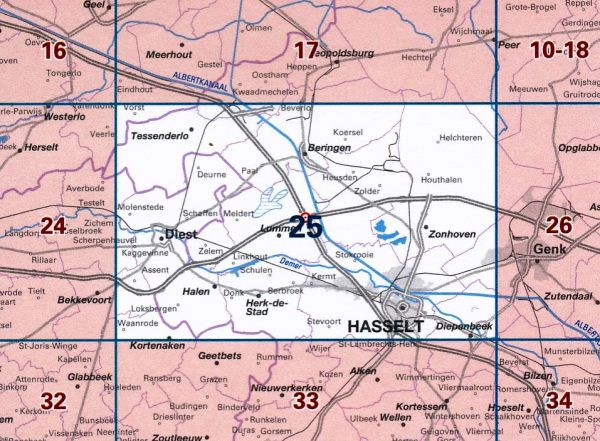 NGI-25  Hasselt (topografische kaart 1:50.000) 9789462352476  NGI Belgie 1:50.000  Wandelkaarten Antwerpen & oostelijk Vlaanderen